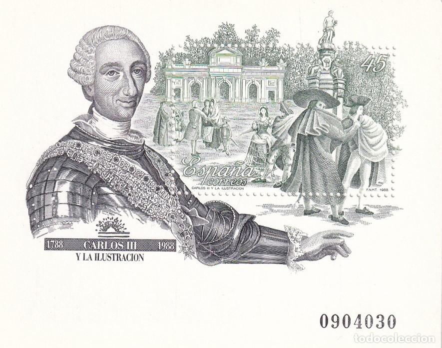 Timbres: HB Hojita Bloque Edifil 2984 - Carlos III y La Ilustraci&oacute;n 1788 - 1988