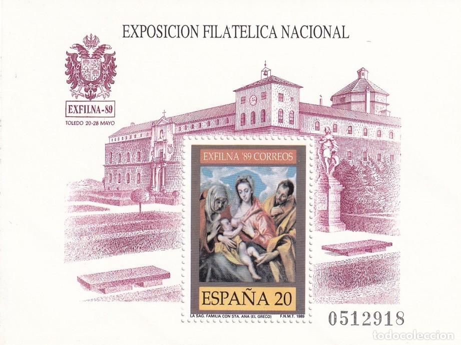 Sellos: HB Hojita Bloque Edifil 3012 - Exfilna 80 Toledo 1980 - La Sagrada Familia con Santa Ana ( El Greco