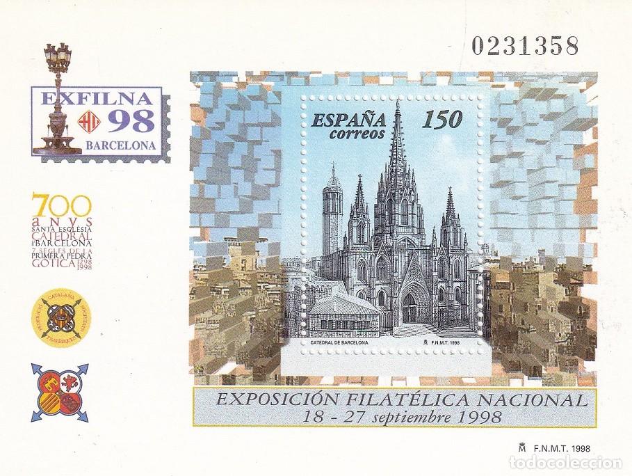 Sellos: HB Hojita Bloque Edifil 3557 - Exfilna 98 Catedral de Barcelona Exposici&oacute;n Filat&eacute;lica Nacional 1998