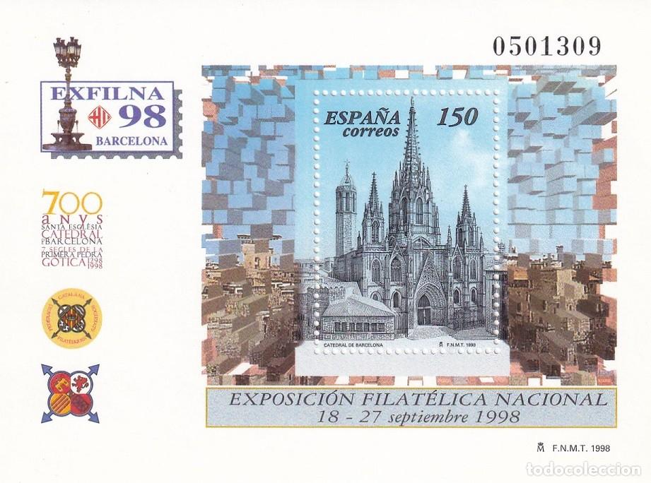 Sellos: HB Hojita Bloque Edifil 3557 - Exfilna 98 Catedral de Barcelona Exposici&oacute;n Filat&eacute;lica Nacional 1998