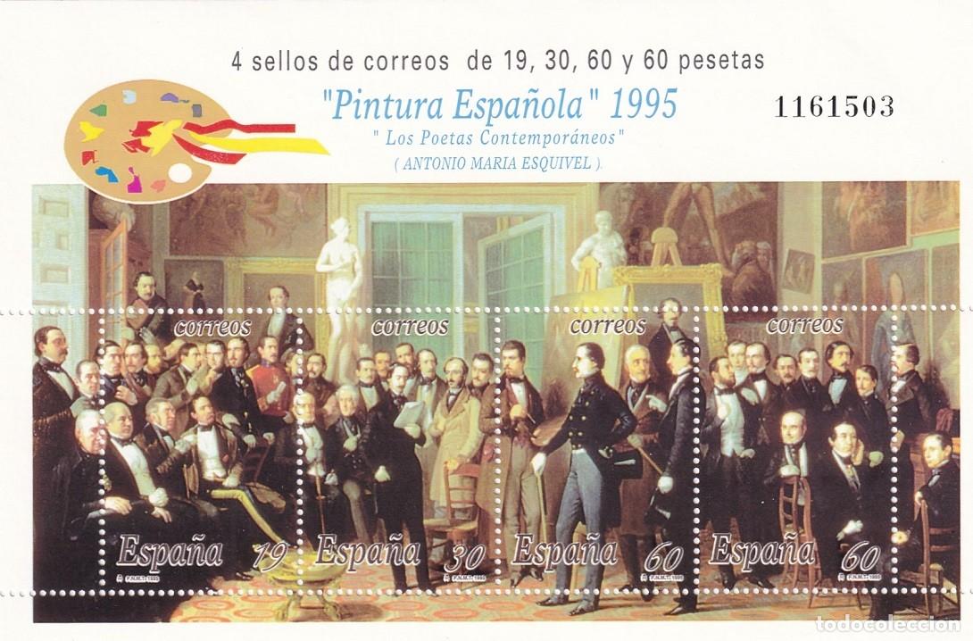 Sellos: HB Hojita Bloque 1995 - Pintura espa&ntilde;ola 1995 - Los Poetas Contempor&aacute;neos ( Antonio Mar&iacute;a Esquivel )