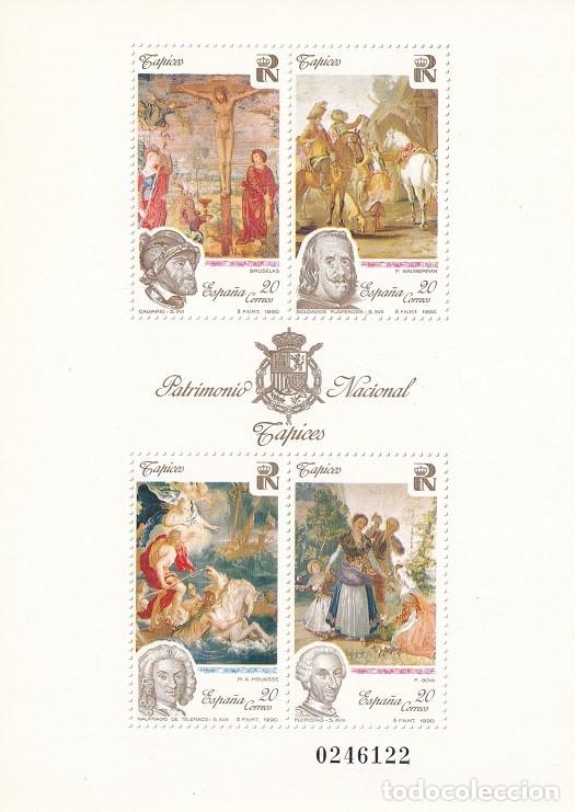 Stamps: HB Hojita Bloque 1990 - Patrimonio Nacional - Tapices - Calvario - Soldados flamencos - Naufragio