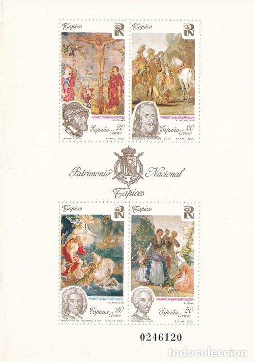 Timbres: HB Hojita Bloque 1990 - Patrimonio Nacional - Tapices - Calvario - Soldados flamencos - Naufragio