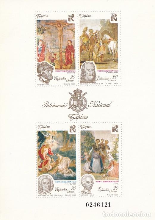 Sellos: HB Hojita Bloque 1990 - Patrimonio Nacional - Tapices - Calvario - Soldados flamencos - Naufragio