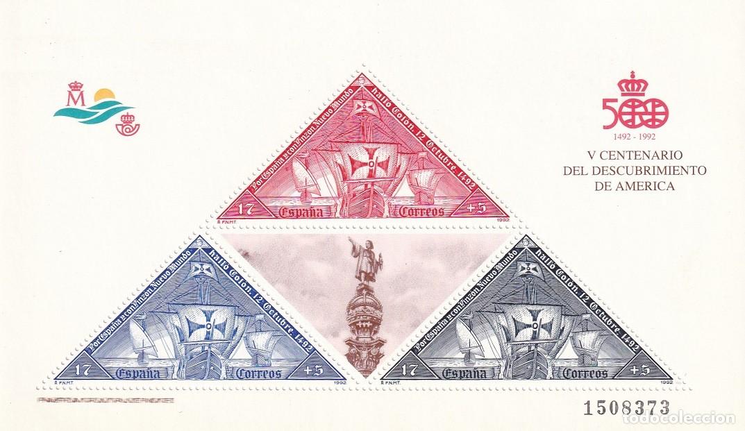 Sellos: HB Hojita Bloque Edifil 3163 - V Centenario del Descubrimiento de Am&eacute;rica 1492-1992 500 Aniversario