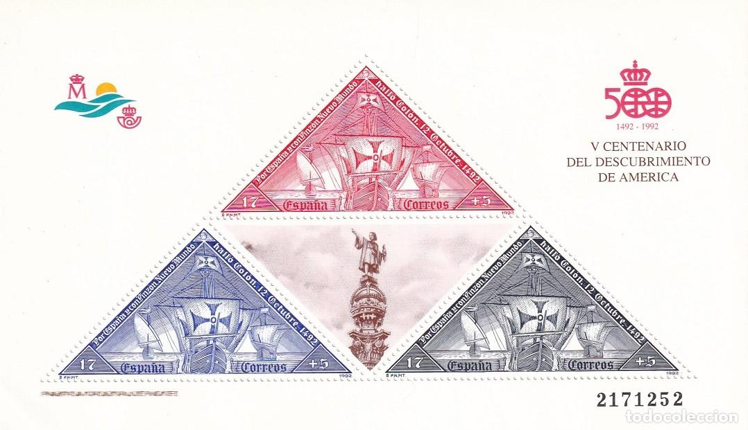 Sellos: HB Hojita Bloque Edifil 3163 - V Centenario del Descubrimiento de Am&eacute;rica 1492-1992 500 Aniversario