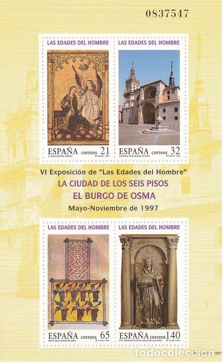 Sellos: HB Hojita Bloque Edifil 3494 - La ciudad de los seis pisos El Burgo de Osma - Las Edades del Hombre