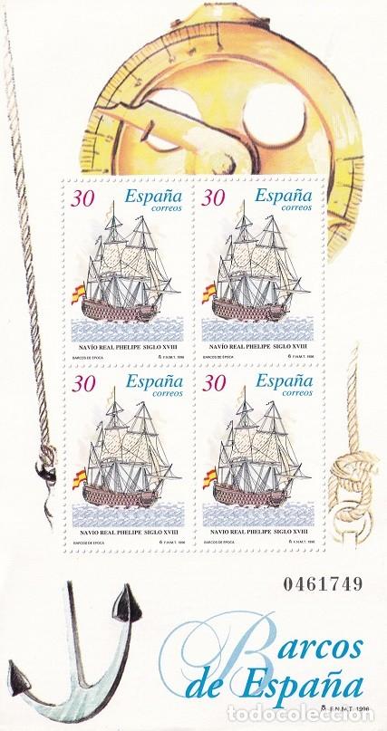 Sellos: HB Hojita Bloque Edifil N&ordm; 3415 - Barcos de Espa&ntilde;a 1996 - Nav&iacute;o Real Phelipe siglo XVIII