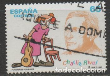 Sellos: Edifil 3489, Charlie Rivel, payaso de circo, usado