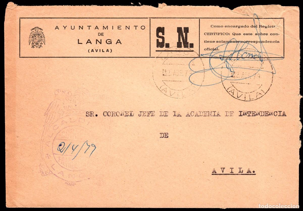 Sellos: &Aacute;vila - Sobre con franquicia y Fech. &rdquo;Langa 2/IV/79&rdquo;