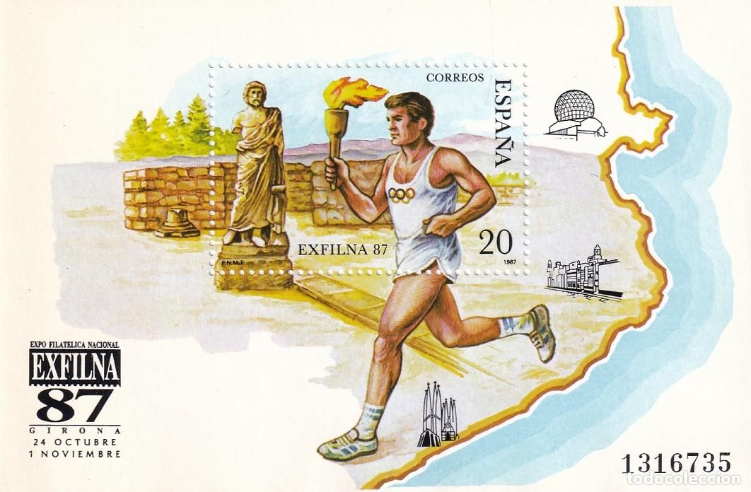Sellos: HB Hojita Bloque Edifil N&ordm; 2918 - Exfilna 87 - Exposici&oacute;n Filat&eacute;lica Nacional Girona 1987