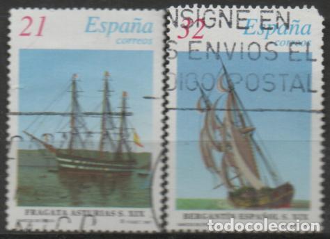 Selos: Edifil n&ordm; SH 3477/8, BARCOS DE EPOCA: FRAGATA ASTURIAS Y BERGANTIN DEL SIGLO XIX, USADO, SERIE COMPL