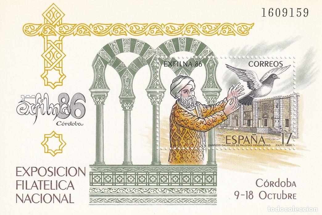 Sellos: HB Hojita Bloque Edifil N&ordm; 2859 - Exfilna 86 - Correos califales de palomas mensajeras - 1986 Exposi
