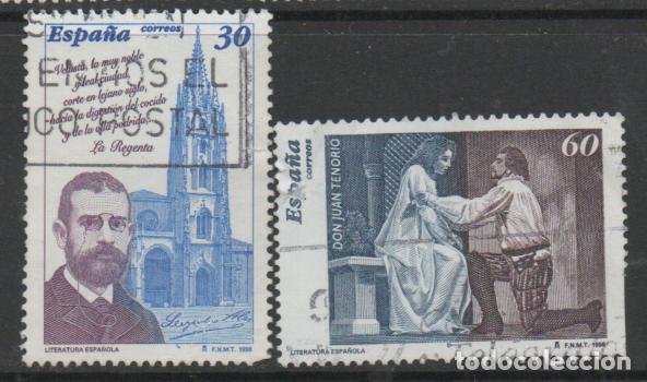 Sellos: Edifil n&ordm; 3456/7, LITERATURA ESPA&Ntilde;OLA, LA REGENTA Y DON JUAN TENORIO USADO, SERIE COMPLETA