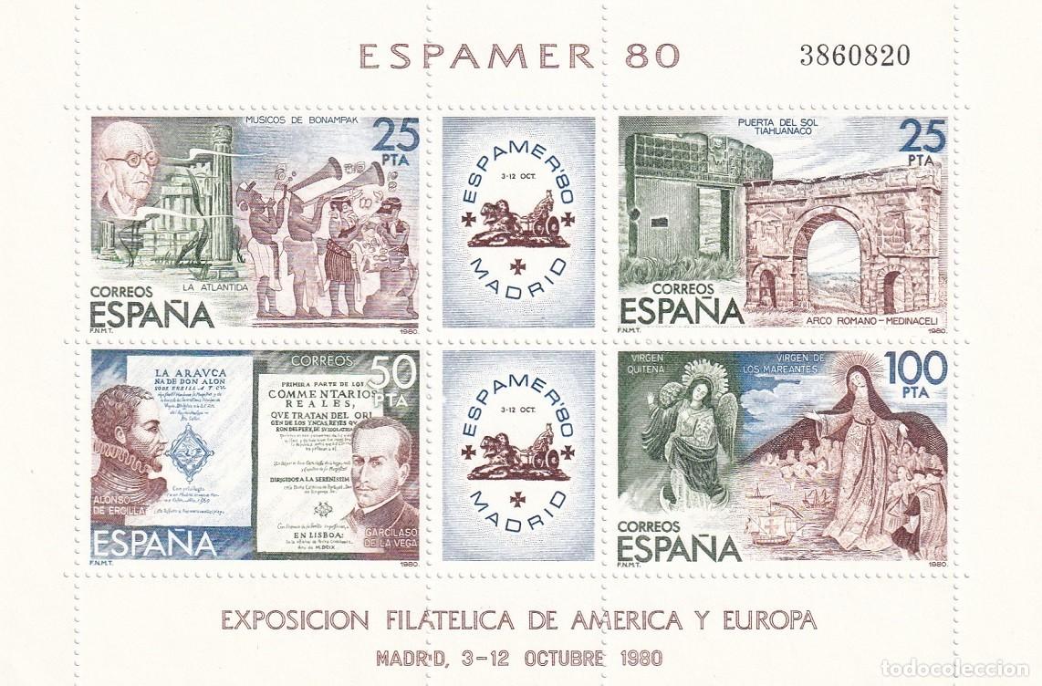 Sellos: HB Hojita Bloque 1980 Edifil 2583 - Espamer 80 Madrid - Exposici&oacute;n filat&eacute;lica de Am&eacute;rica y Europa