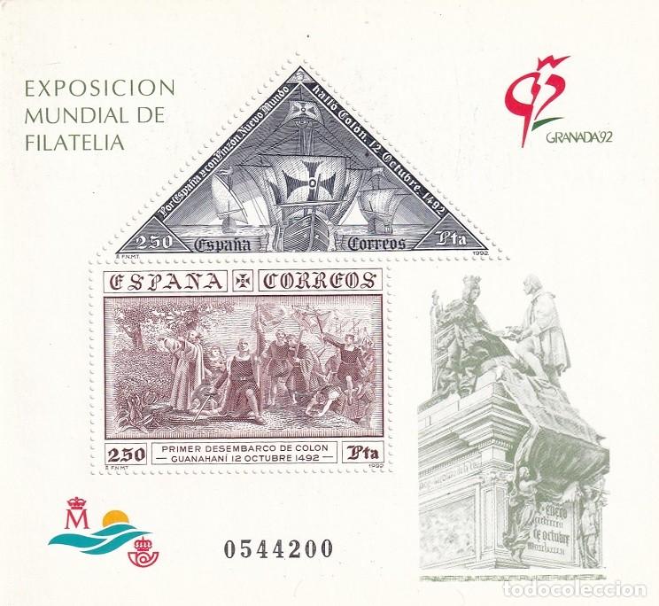 Sellos: HB Hojita Bloque Edifil N&ordm; 3195 - Granada 92 - Exposici&oacute;n Nacional de Filatelia 1992