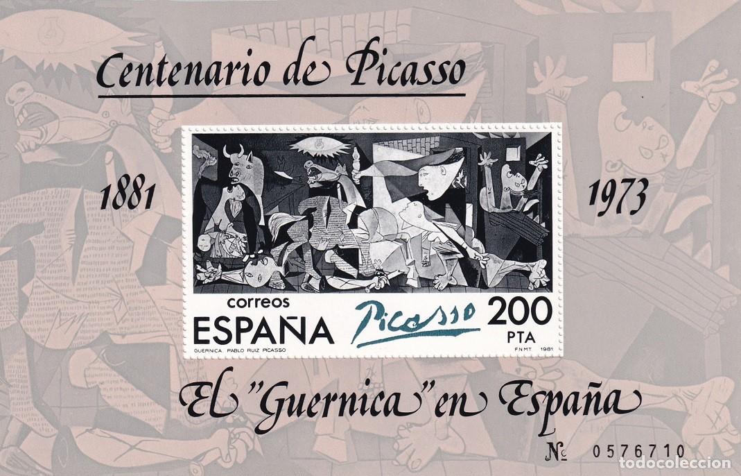 Sellos: HB Hojita Bloque 1981 - Centenario de Picasso 1881-1981 El Guernica en Espa&ntilde;a - Guernica Pablo Ruiz
