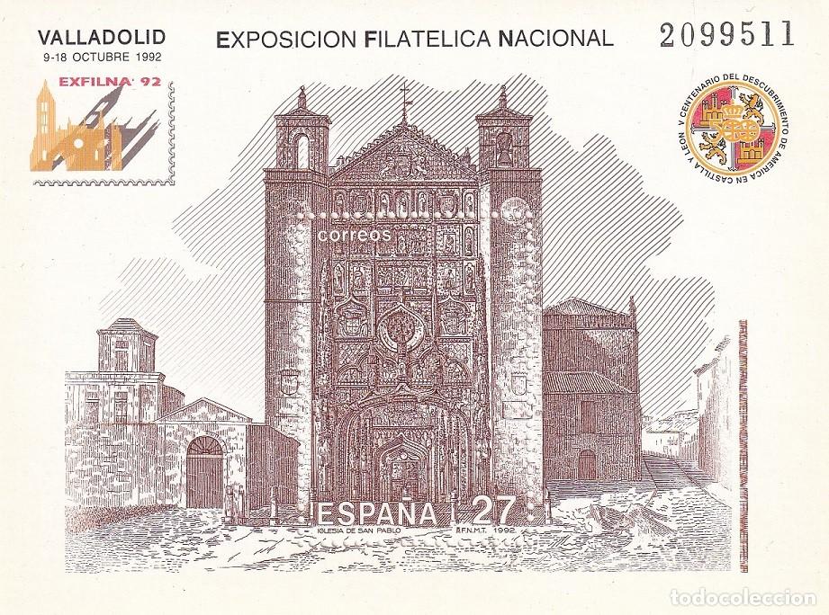 Sellos: HB Hojita Bloque Edifil 3222 - Exfilna 92 Valladolid - Iglesia de San Pablo - 1992