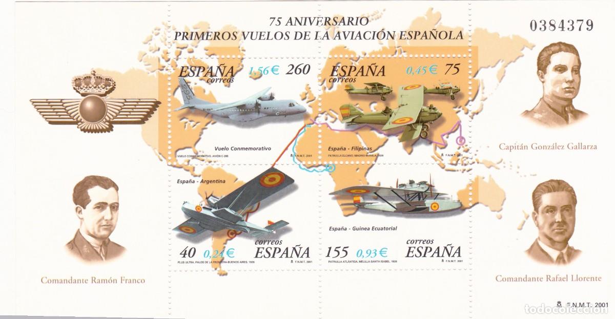 Sellos: SELLOS 2001 - 75&ordm; Aniversario de Primeros Vuelos de la Aviaci&oacute;n Espa&ntilde;ola - SH 3790 A,B,C,D, (NUEVOS)