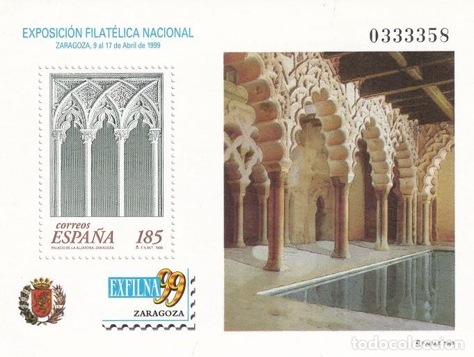 Sellos: HB Hojita Bloque Edifil 3625 - Exfilna 99 Zaragoza - Palacio de la Aljafer&iacute;a - 1999 Exposici&oacute;n filat