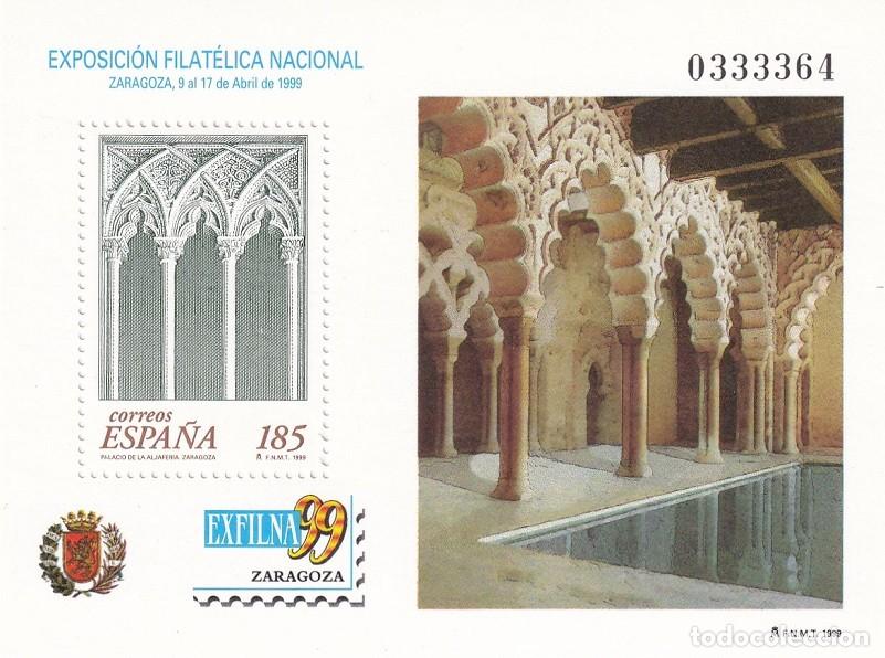Sellos: HB Hojita Bloque Edifil 3625 - Exfilna 99 Zaragoza - Palacio de la Aljafer&iacute;a - 1999 Exposici&oacute;n filat
