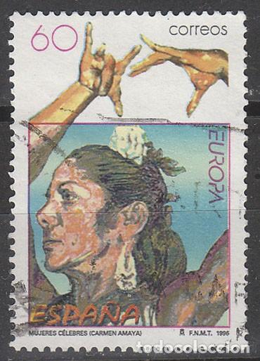 Sellos: EDIFIL N&ordm; 3434, CARMEN AMAYA, EUROPA CEPT 1996, USADO
