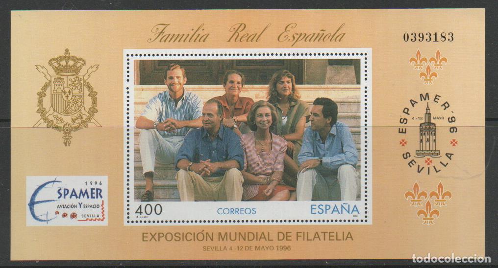 Sellos: EDIFIL N&ordm; 3428, ESPAER 1996, FAMILIA REAL, NUEVO *** HOJA BLOQUE