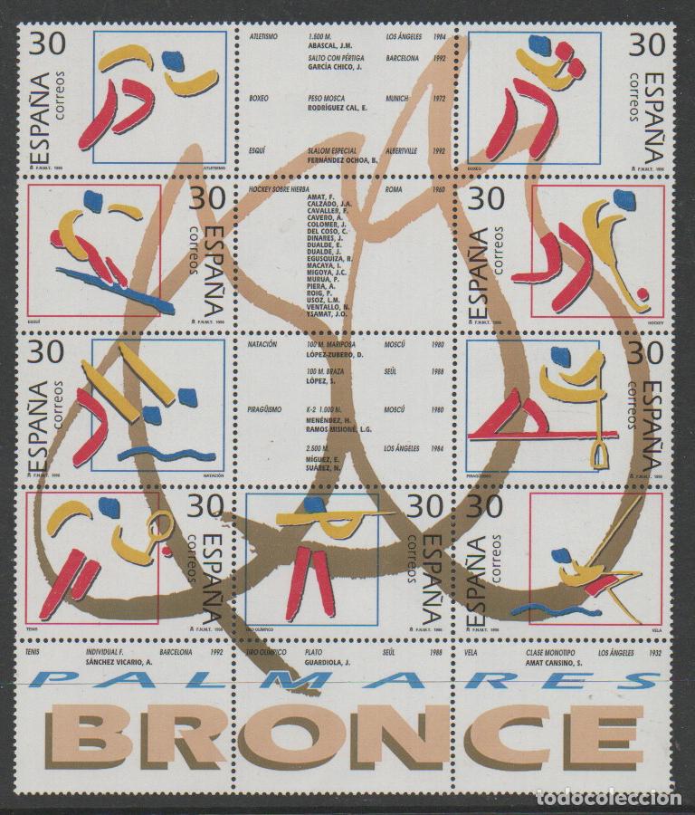 Sellos: EDIFIL N&ordm; 3418/26, OLIMPIADAS DE BARCELONA, MEDALLAS DE BRONCE, NUEVO *** EN MINIPLIEGO