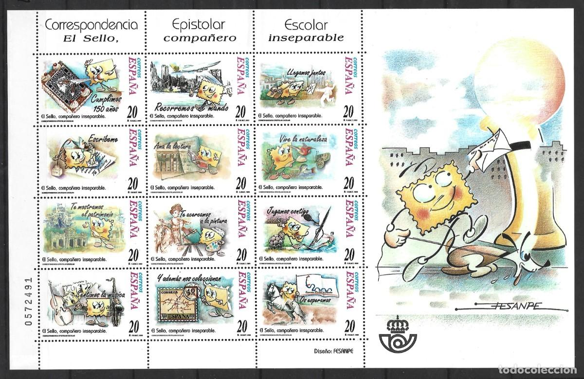 Sellos: ESPA&Ntilde;A - 1999 - EL SELLO, COMPA&Ntilde;ERO INSEPARABLE - MNH - HOJA COMPLETA