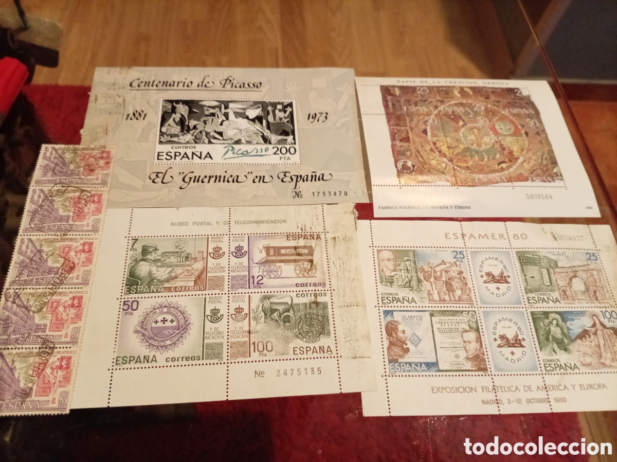 Sellos: Lote 4 Hojitas Bloque y Tira Sellos Espa&ntilde;a (1977-1981) - Edifil 2415, 2583, 2591, 2631, 2641.