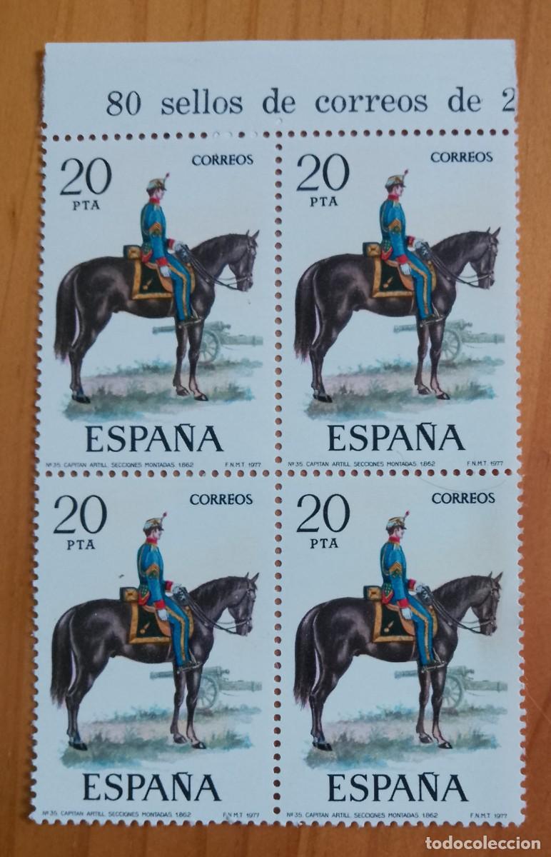 Sellos: ESPA&Ntilde;A - V/F 20 PTA - TIRA NUEVA -EDIFIL 2385, A&Ntilde;O 1977 - UNIFORMES MILITARES. CAPIT&Aacute;N ARTILLERIA