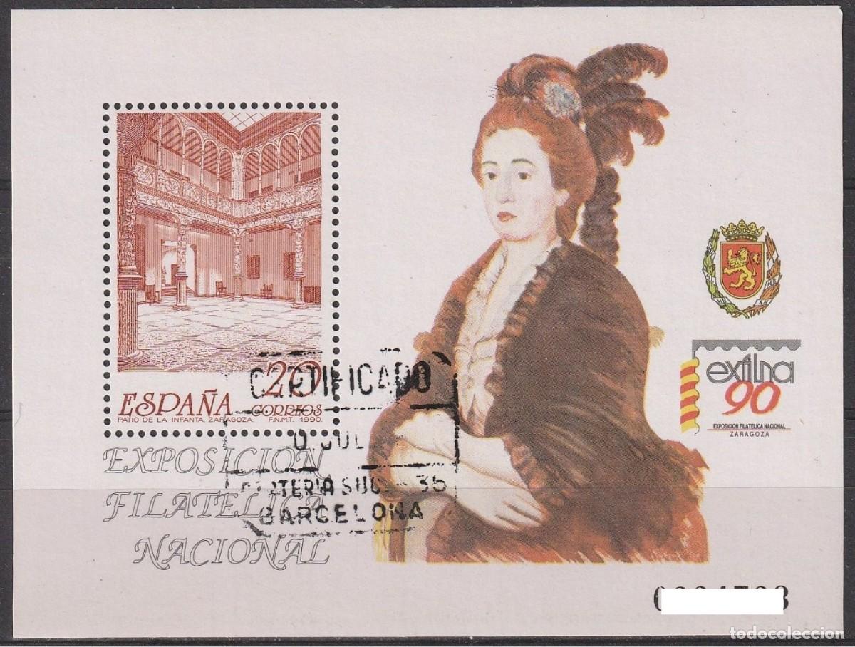 Sellos: ESPA&Ntilde;A 1990 - EXPO FILATELICA EXFILNA'90 - EDIFIL 3068 USADO HOJITA BLOQUE