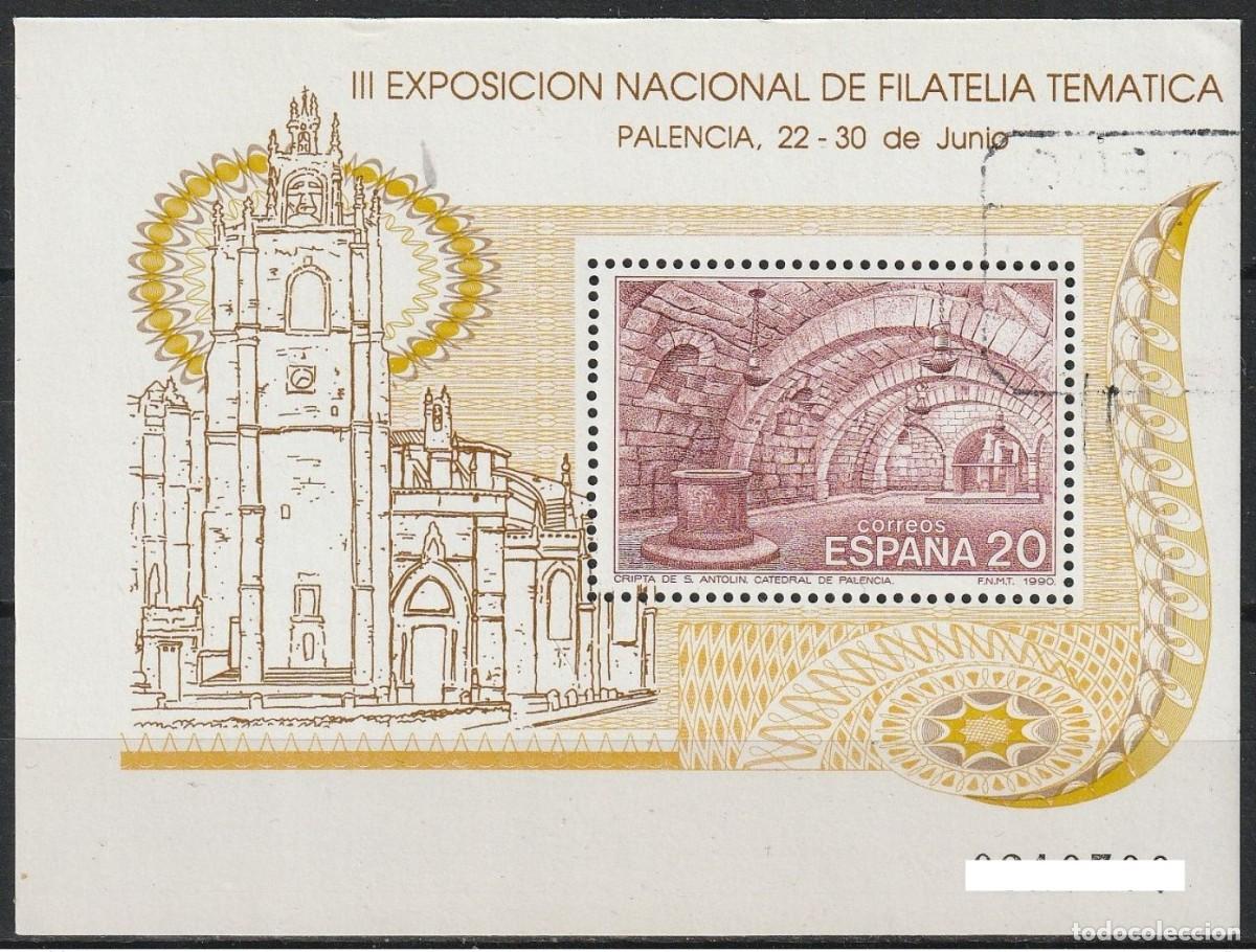 Sellos: ESPA&Ntilde;A 1990 - EXPO FILATELICA FILATEM'90 - EDIFIL 3074 HOJITA BLOQUE USADA