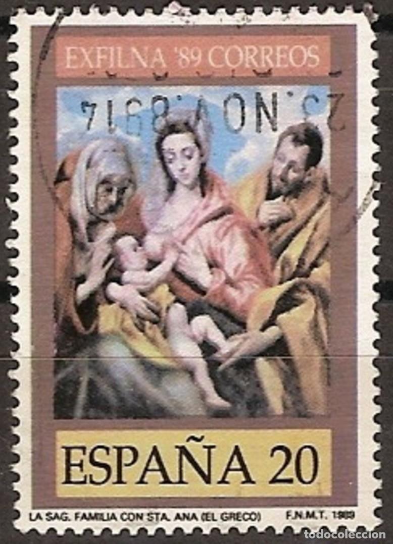 Sellos: ESPA&Ntilde;A 1989 - EXPOSICION FILATELICA EXFILNA'89 - EDIFIL 3012 USADO PROCEDE DE HOJA BLOQUE
