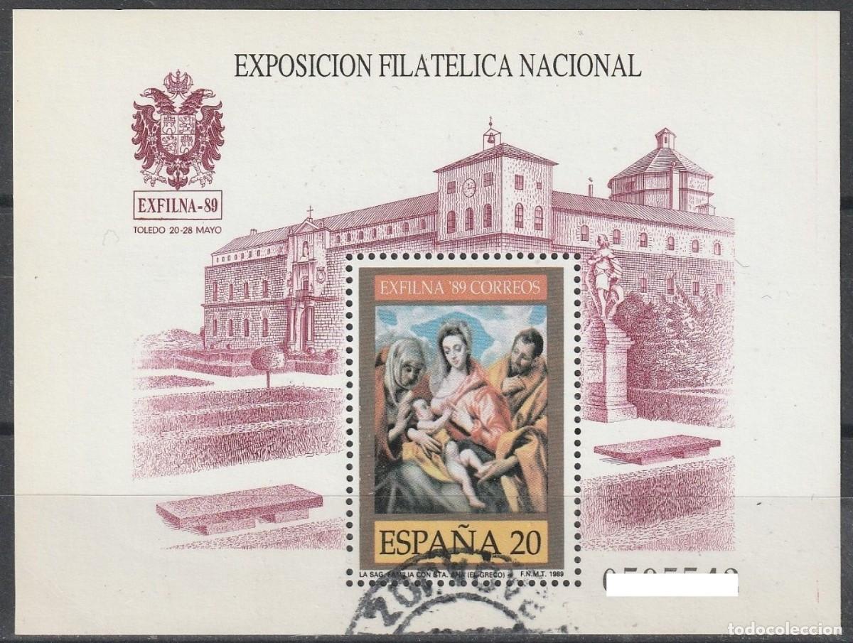 Sellos: ESPA&Ntilde;A 1989 - EXPOSICION FILATELICA EXFILNA'89 - EDIFIL 3012 HOJA BLOQUE USADA