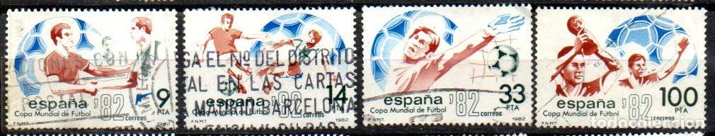 Sellos: SERIE SELLOS ESPA&Ntilde;A REY 1982 HOJITA FUTBOL CORTADA USADOS N&ordm; 2661-2665 COMPLETA