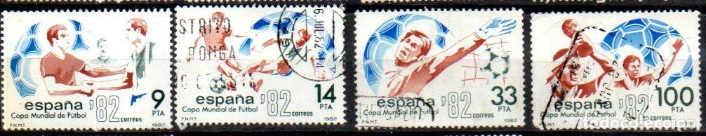 Sellos: SERIE SELLOS ESPA&Ntilde;A REY 1982 HOJITA FUTBOL CORTADA USADOS N&ordm; 2661-2665 COMPLETA