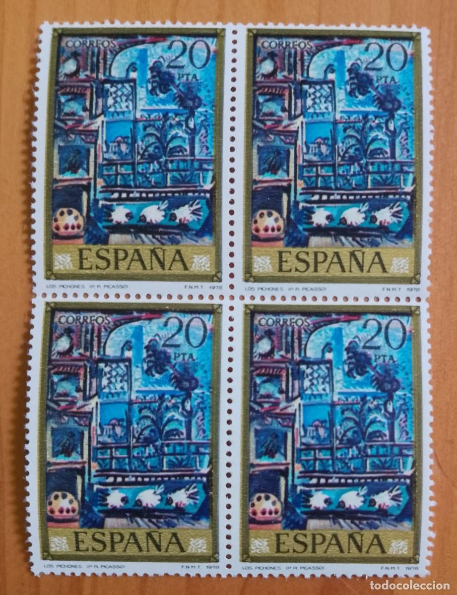 Sellos: ESPA&Ntilde;A - TIRA PERFECTA - V/F 20 PTA - A&Ntilde;O 1978, EDIFIL 2487 - LOS PICHONES. PABLO PICASSO