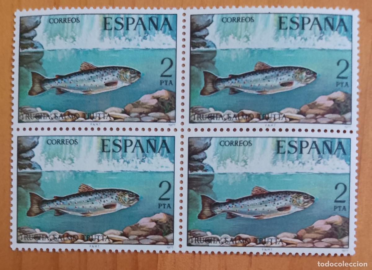 Sellos: ESPA&Ntilde;A - TIRA PERFECTA - V/F 2 PTA - A&Ntilde;O 1977, EDIFIL 2404 - TRUCHA, FAUNA HISP&Aacute;NICA.