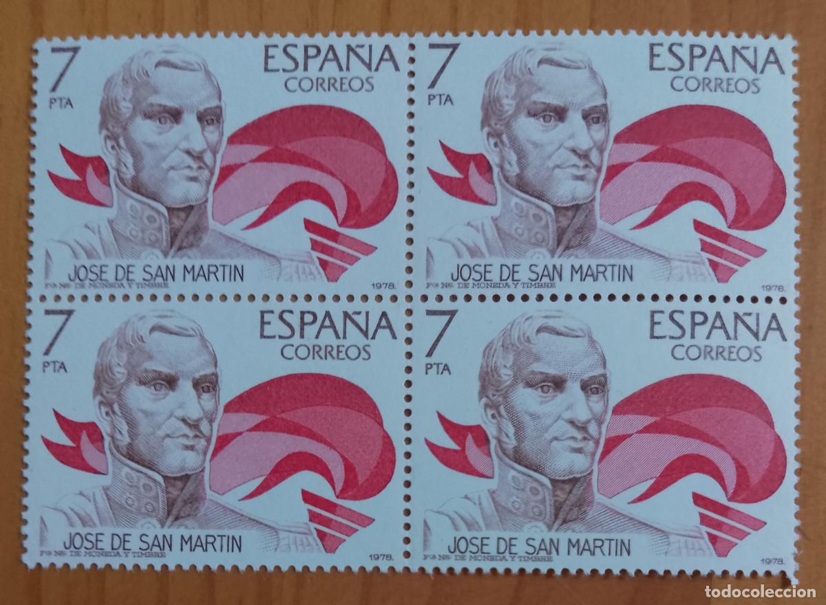Sellos: ESPA&Ntilde;A - TIRA PERFECTA - V/F 7 PTA -A&Ntilde;O 1978, EDIFIL 2489 - JOSE DE SAN MARTIN. AM&Eacute;RICA-ESPA&Ntilde;A.