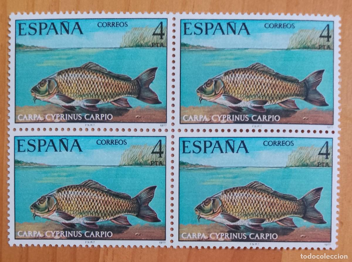 Sellos: ESPA&Ntilde;A - TIRA PERFECTA - V/F 4 PTA -A&Ntilde;O 1977, EDIFIL 2406 - CARPA. FAUNA HISP&Aacute;NICA.