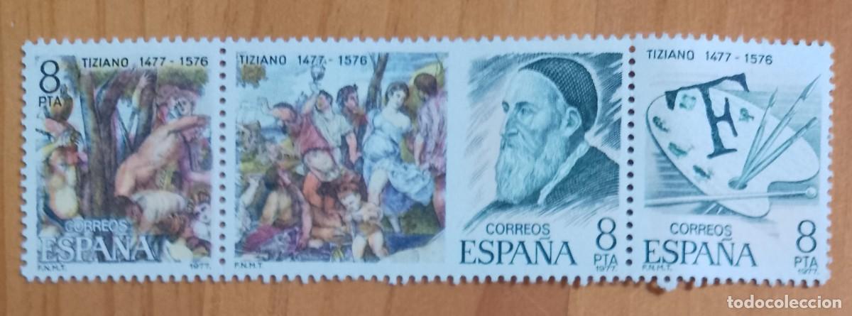 Sellos: ESPA&Ntilde;A - TIRA PERFECTA - V/F 8 PTA - A&Ntilde;O 1978, EDIFIL 2466, 7 Y 8 - CENTENARIOS,TIZIANO 1977
