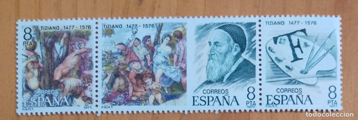 Sellos: ESPA&Ntilde;A - TIRA PERFECTA - V/F 8 PTA - A&Ntilde;O 1978, EDIFIL 2466, 7 Y 8 - CENTENARIOS,TIZIANO 1977