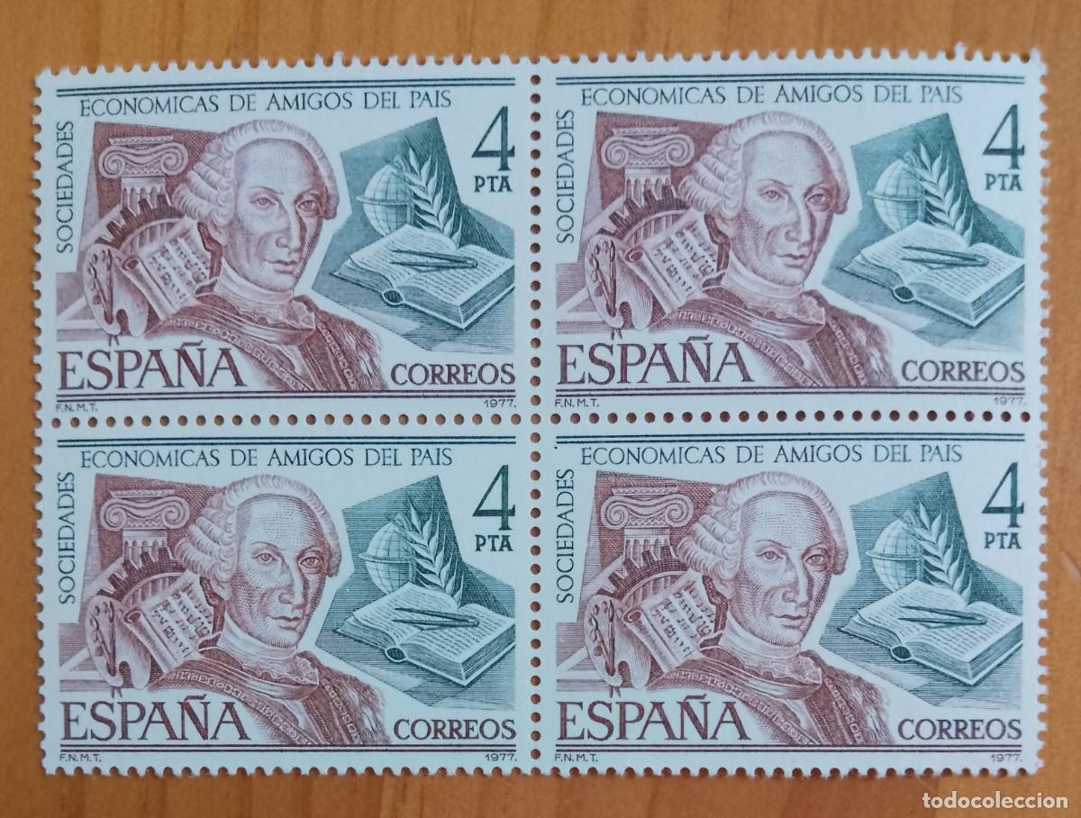 Sellos: ESPA&Ntilde;A - V/F 4 PTA - TIRA NUEVA - EDIFIL 2402, A&Ntilde;O 1977 - SOCIEDADES ECON&Oacute;MICAS DE AMIGOS DEL PAIS
