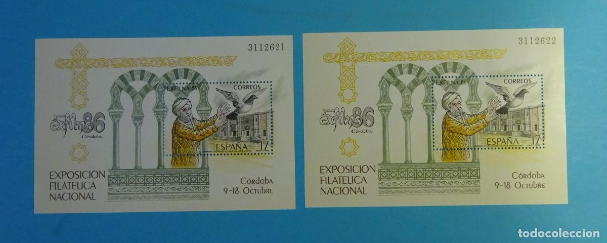 Sellos: ESPA&Ntilde;A EXPOSICI&Oacute;N FILAT&Eacute;LICA NACIONAL 1986 DOS HOJA BLOQUE FILAT&Eacute;LICA CON NUMERACI&Oacute;N CORRELATIVA
