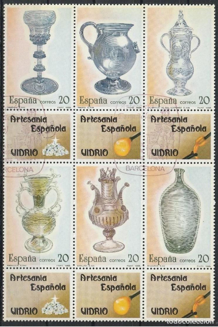 Sellos: ESPA&Ntilde;A 1988 - ARTESANIA ESPA&Ntilde;OLA - EL VIDRIO - EDIFIL 2941/2946 USADO