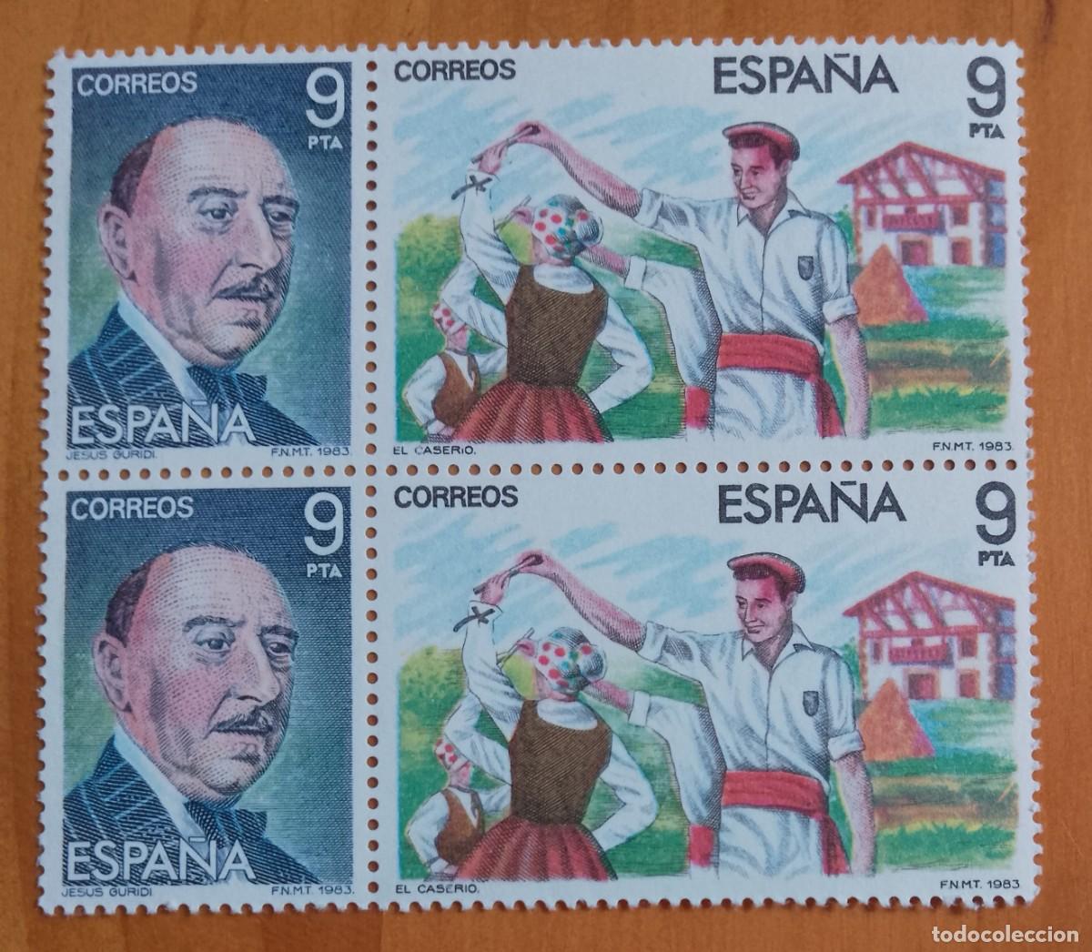 Timbres: ESPA&Ntilde;A - V/F 9 PTA - TIRA NUEVA - A&Ntilde;O 1983, EDIFIL 2701 Y 2702 - JES&Uacute;S GURIDI. EL CASERIO.