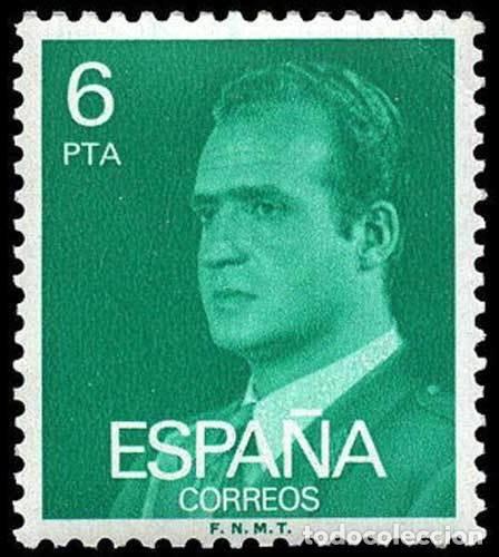 Francobolli: Espa&ntilde;a 1977 Edifil 2392 Sello ** Personajes Retrato Rey Juan Carlos I Miriando a la Izquierda