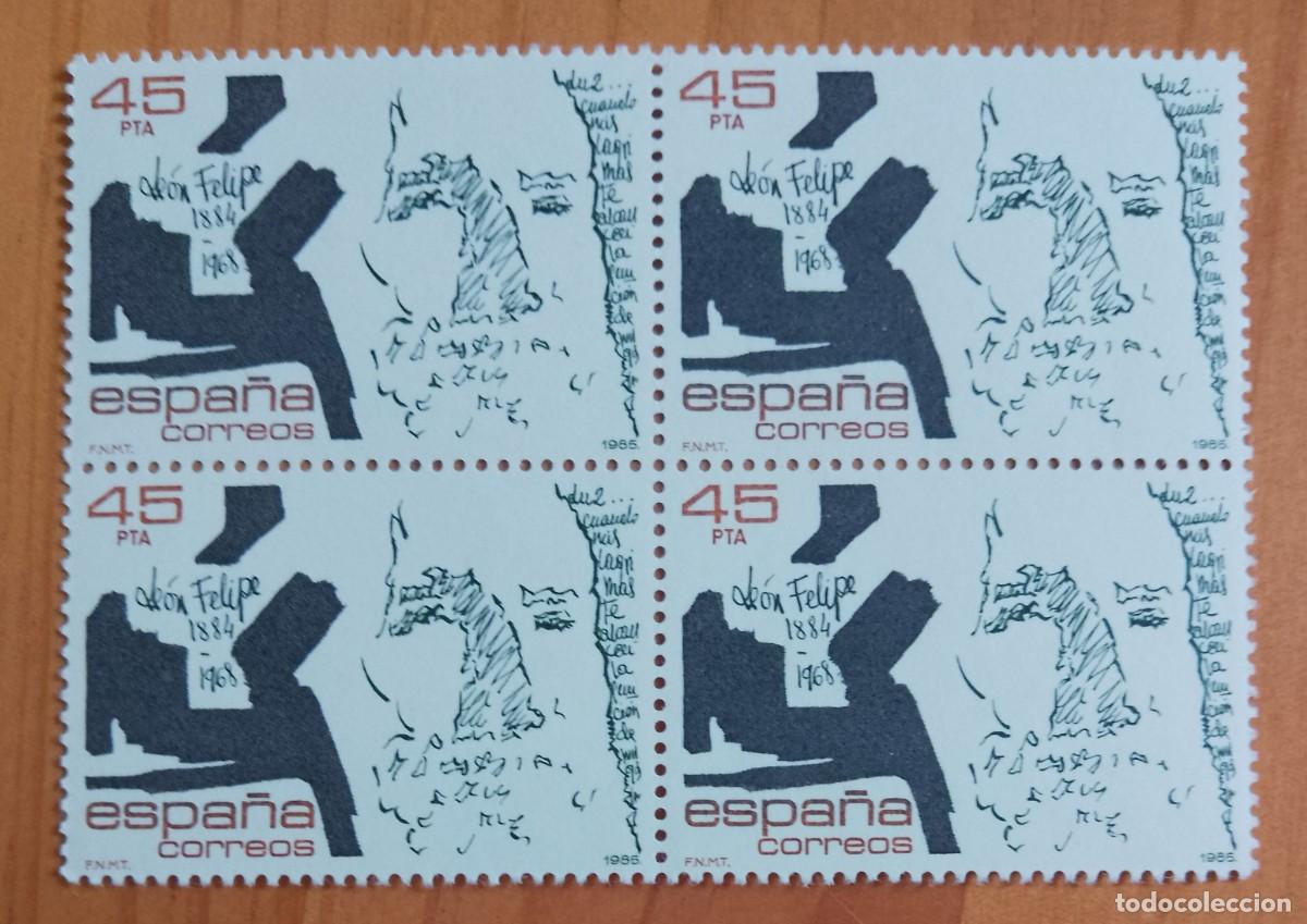 Francobolli: ESPA&Ntilde;A - V/F 45 PTA - TIRA NUEVA - A&Ntilde;O 1985, EDIFIL 2809 - PERSONAJES: LEON FELIPE