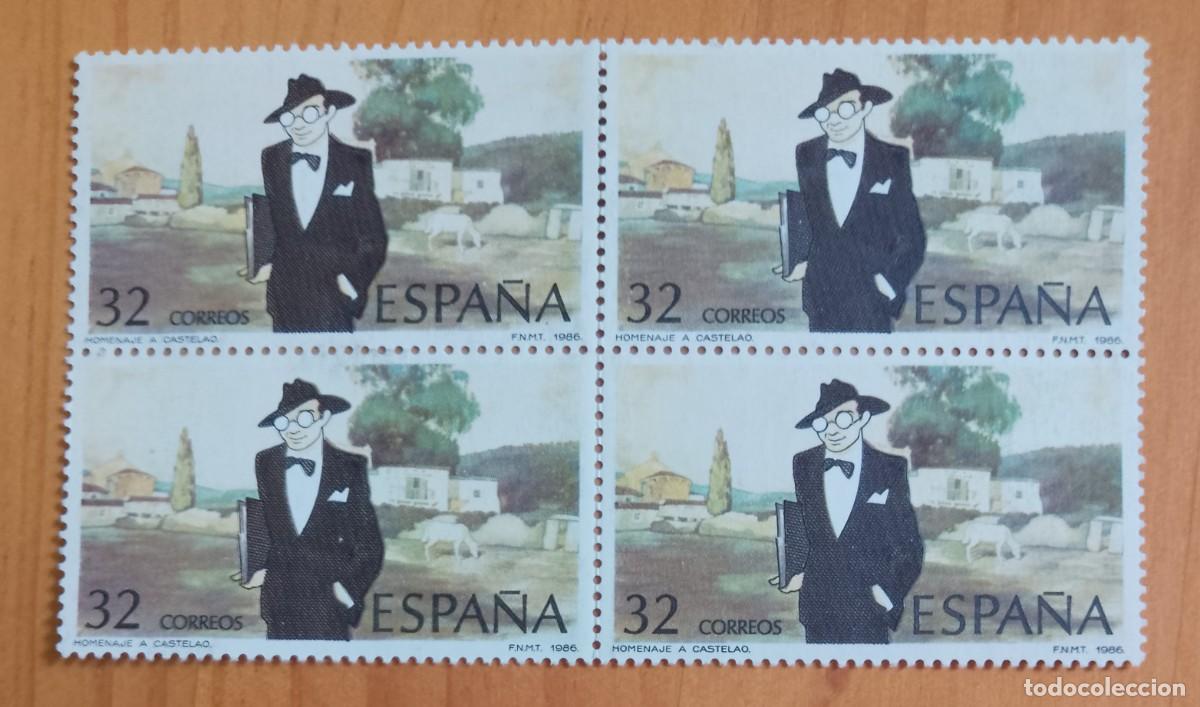 Sellos: ESPA&Ntilde;A - V/F 32 - TIRA NUEVA - A&Ntilde;O 1986, EDIFIL 2873 - HOMENAJE A CASTELAO